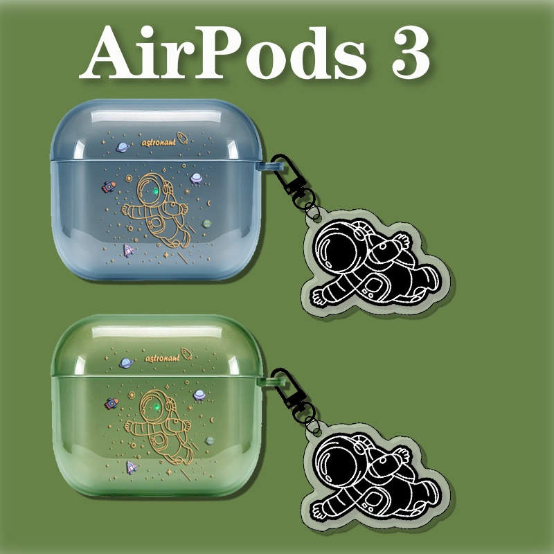 Vỏ Bảo Vệ Hộp Sạc Tai Nghe compatible AirPods 3 Pro compatible AirPods Pro compatible AirPods2 Gen Hình Phi Hành Gia Màu Vàng Trong Mờ 2021
