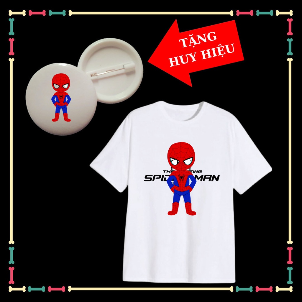 Áo thun bé trai siêu nhân nhện Spiderman siêu ngầu cho trẻ em Tặng Huy Hiệu Spiderman