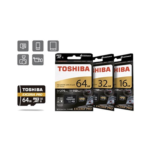 Thẻ nhớ MicroSDHC Toshiba Exceria Pro M501 16GB UHS-II U3 4K R270MB/s W150MB/s (Đen)