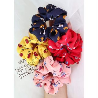 Cột tóc vải Scrunchies hoa sắc màu - hoa vải đũi mềm