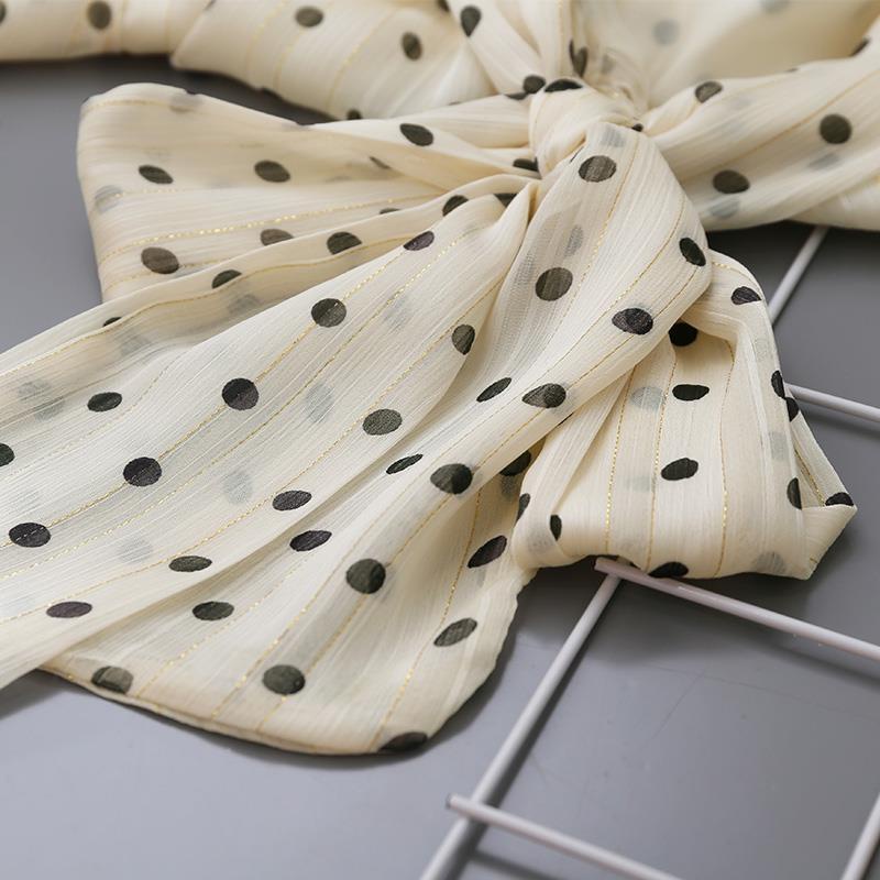 Áo Sơ Mi Nữ Dài Tay Thắt Nơ Họa Tiết Chấm Bi Phong Cách Retro Mới