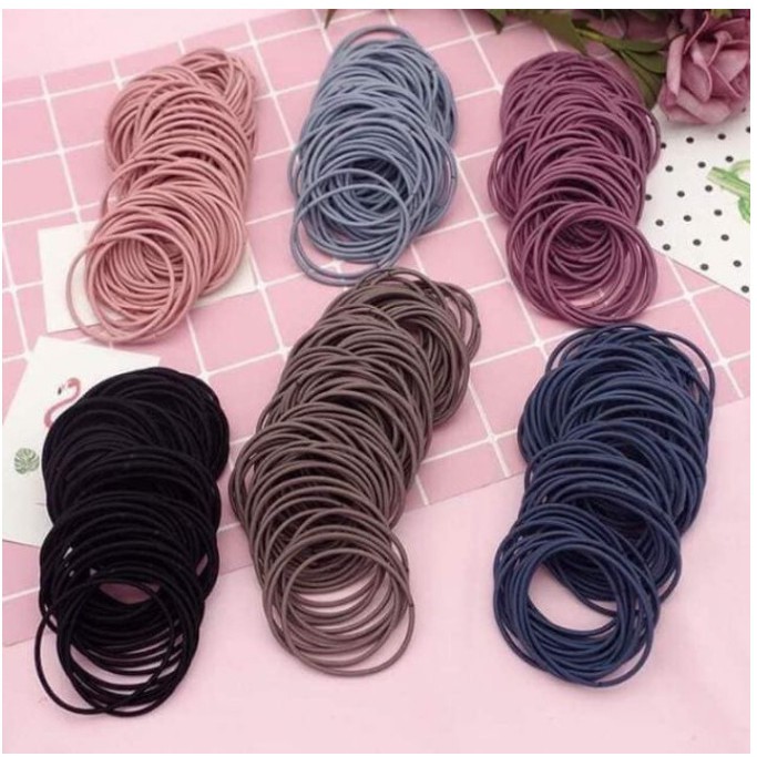 Set 100 dây buộc tóc nhiều màu