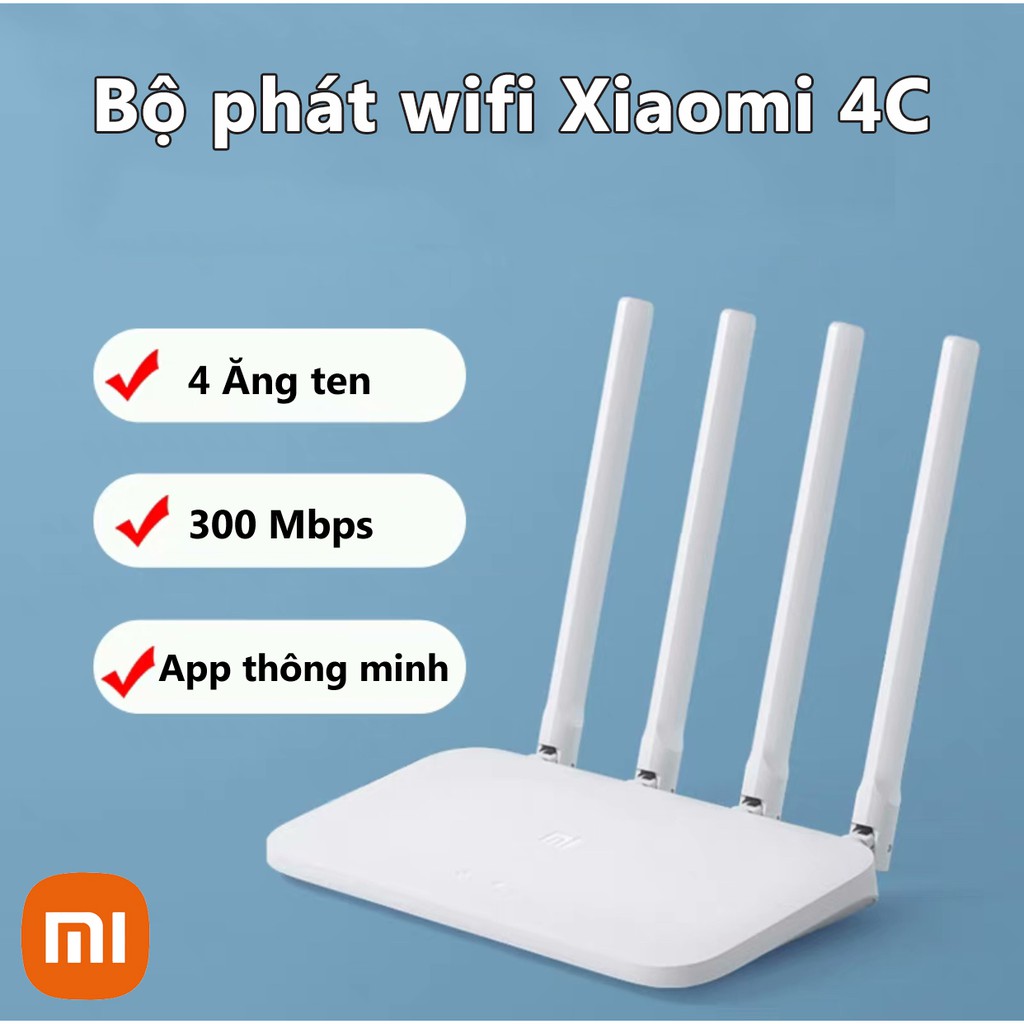 (Hàng sẵn) Bộ phát wifi Xiaomi 4C Router có Repeater kích sóng Wifi tiện lợi - Phát wifi 4 Râu Router Xiaomi R4CM HB88