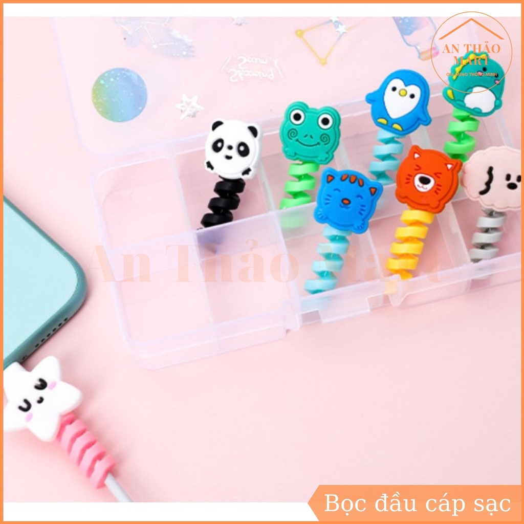 Bọc Đầu Cáp Sạc Dây Xoắn Cao Su, Bảo Vệ Dây Sạc Tai Nghe Bền Đẹp Hình Cute