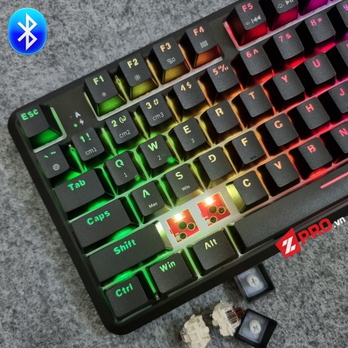 Bàn phím cơ Ajazz K870T HotSwap Trắng (Ble 5.0 + RGB)