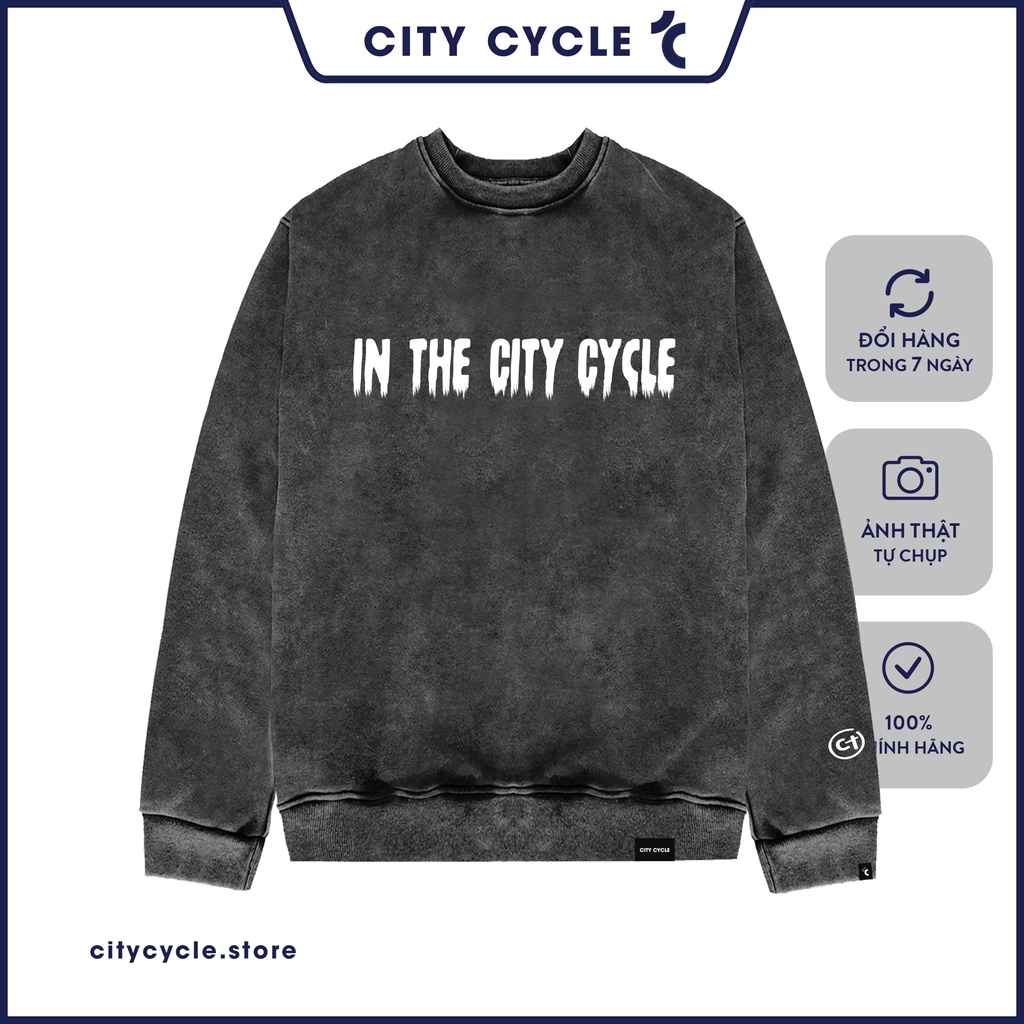 Áo sweater unisex acid in the City Cycle - áo sweater nỉ loang form rộng in hình Local Brand