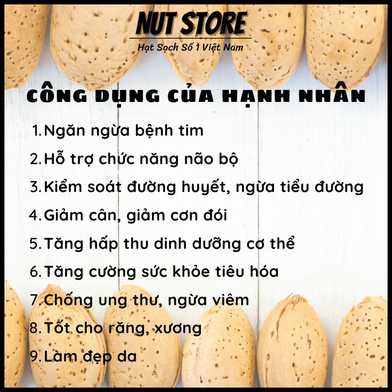 Hạt hạnh nhân tách vỏ sống Nut Store 500g