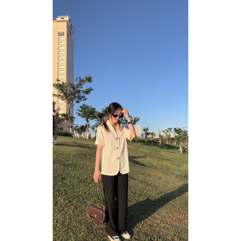 Áo khoác blazer ngắn tay đủ màu mang được 2 kiểu (nhận may theo số đo) | BigBuy360 - bigbuy360.vn