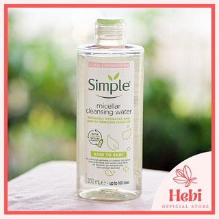 Nước tẩy trang Simple Micellar Cleansing Water 200ml TT0001 hebi_officialstore