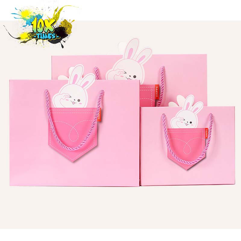 túi giấy đựng quà tặng dễ thương trơn 4 màu họa tiết động vật tặng sinh nhật, valentine, ngày lễ