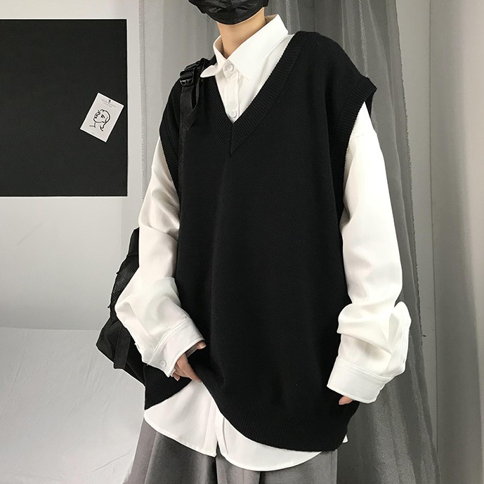 Áo Sweater cổ V không tay thời trang simple Hàn Quốc bigsize unisex áo vest áo len nam hàn quốc cho nam
