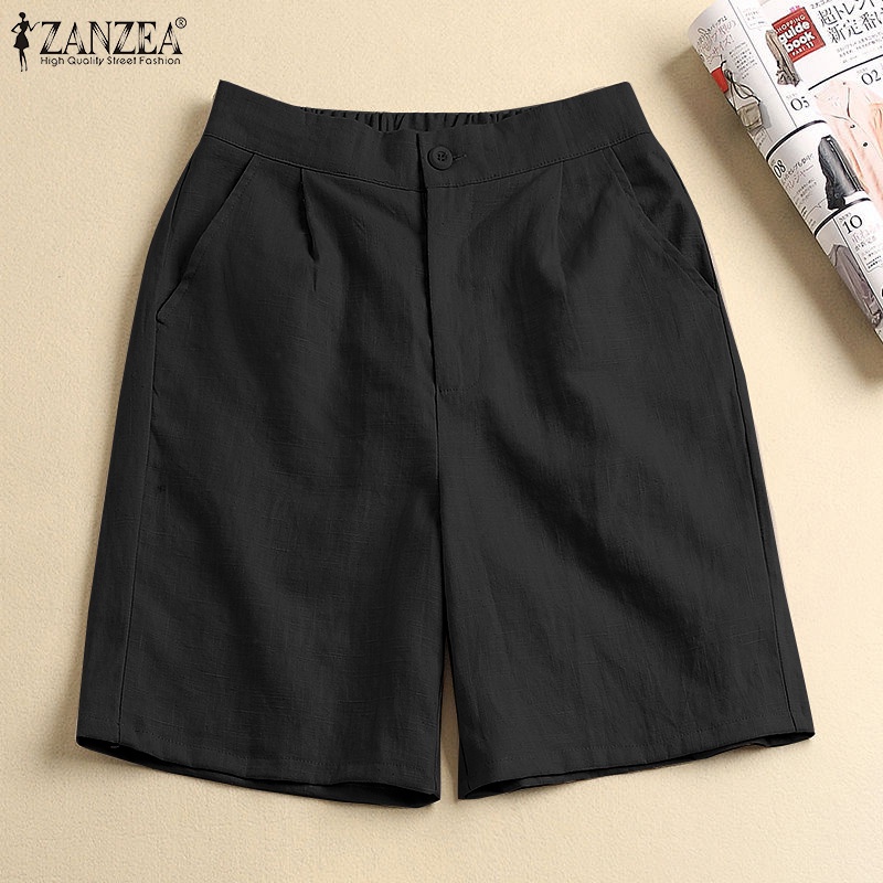 Quần short nữ ZANZEA lưng cao cài nút thời trang Hàn Quốc xinh xắn