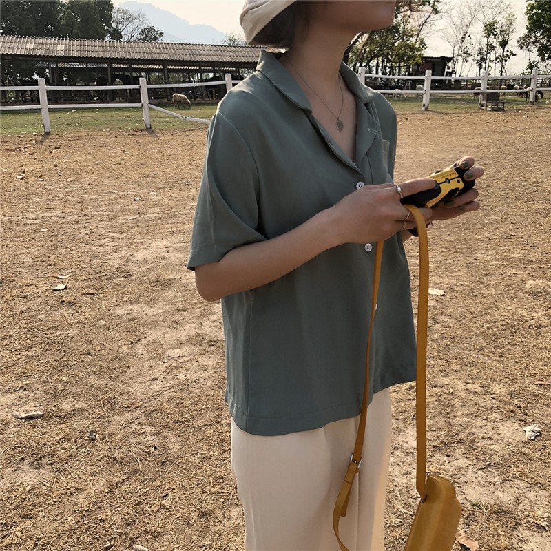 Áo Sơ Mi Nữ Tay Lửng Màu Sắc Thanh Lịch