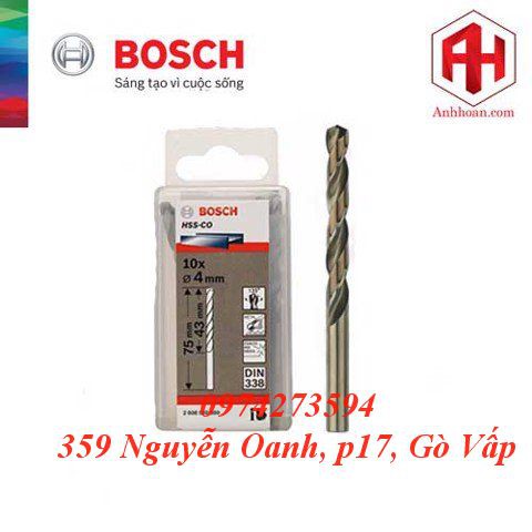 Bộ mũi khoan Inox Bosch HSS-Co 4mm (10 mũi) 2608585880