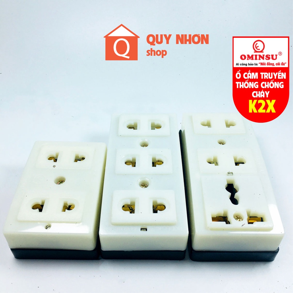Ổ điện ổ cắm điện thương hiệu OMINSU chống cháy chống vỡ có đèn báo
