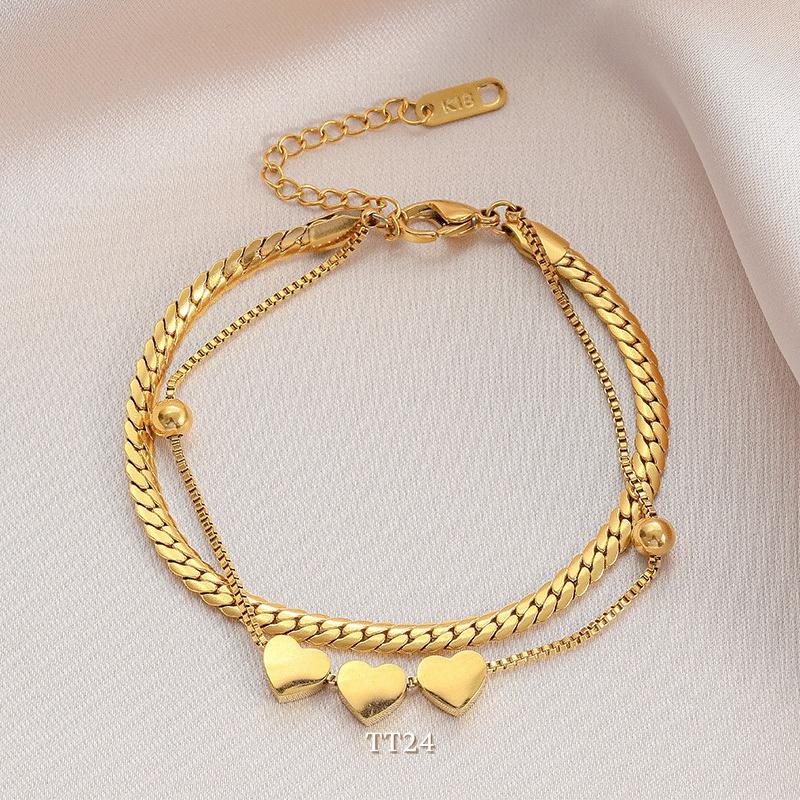 [KHÔNG ĐEN GỈ] Vòng tay Titan sợi đôi mắt xích hình tim cá tính  Mely TT24