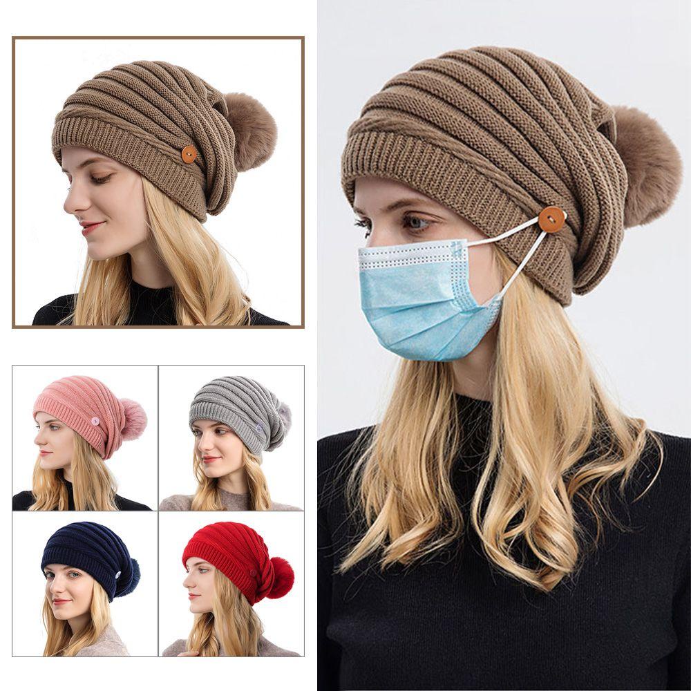 Mũ Dệt Kim Co Giãn Màu Trơn Thời Trang Thu Đông Dành Cho Nữ