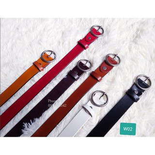 W02- Thắt lưng nữ da thật bản 3cm, khuy tròn