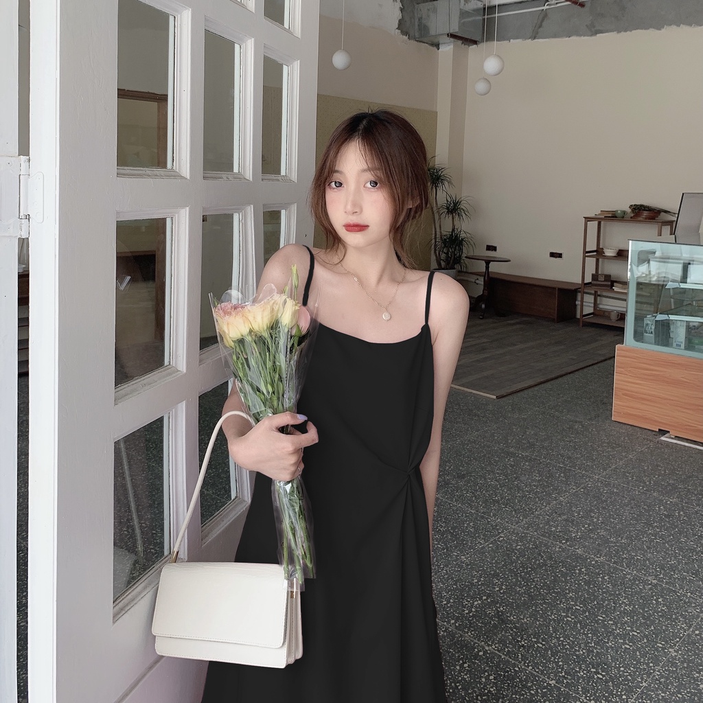 Đầm hai dây SUXI dáng rộng đơn giản thời trang mùa hè cổ điển dành cho nữ