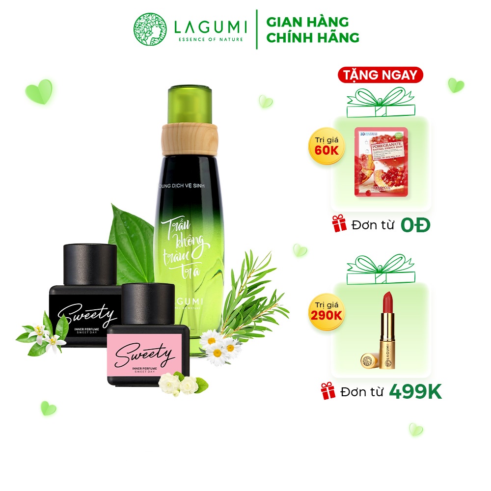 Bộ đôi dung dịch vệ sinh và nước hoa vùng kín Lagumi Sweety giảm viêm, khóa ẩm, lưu hương cho chị em tự tin quyến rũ