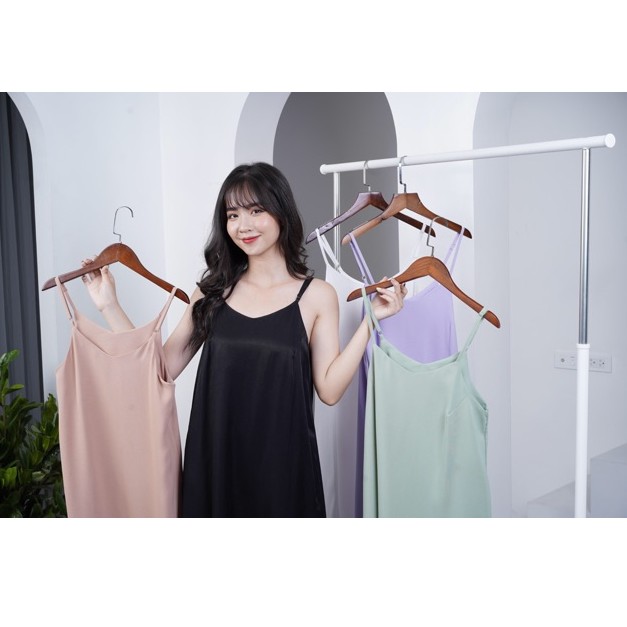 Váy 2 dây , đầm suông - chất đũi lụa trơn basic nữ nhiều màu form rộng bầu mặc thoải mái - Minwear | BigBuy360 - bigbuy360.vn