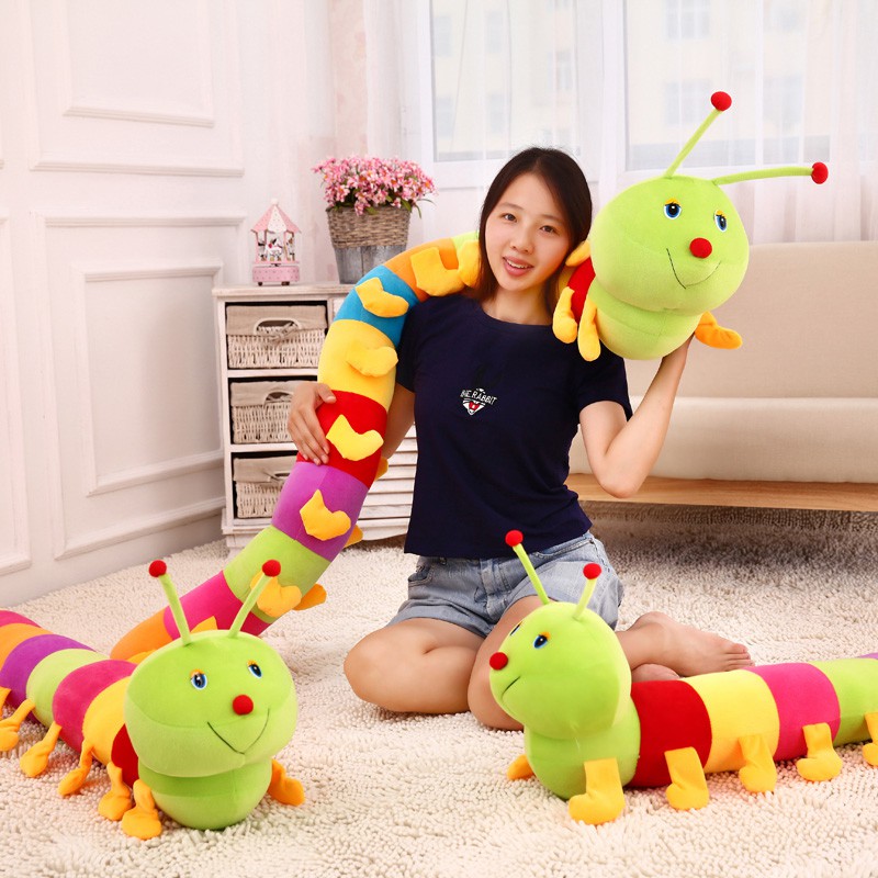 đầy màu sắc Caterpillar Doll Strip Pillow Đồ chơi sang trọng Sáng tạo Gối ngủ ép Giường Quà tặng sinh nhật Ragdoll