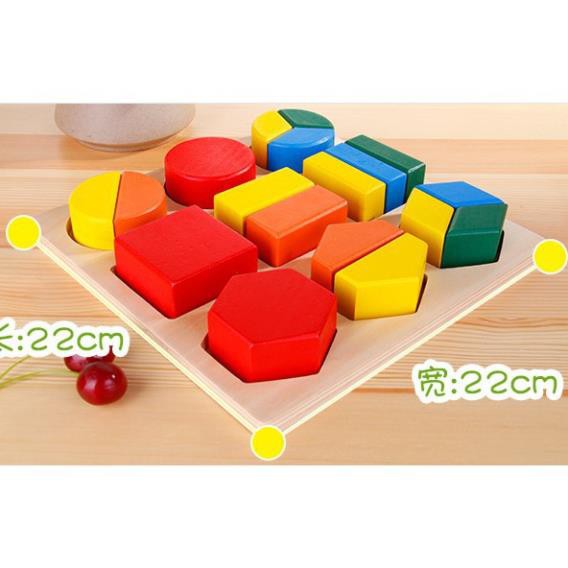 Giáo cụ Montessori - Bảng ghép hình chia phần LOẠI TO DÀY hàng chuẩn