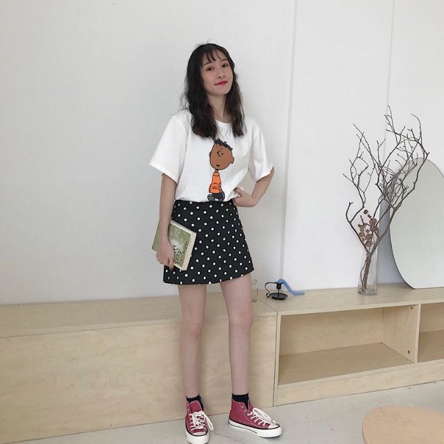 Áo thun tay lỡ unisex nữ in cậu bé