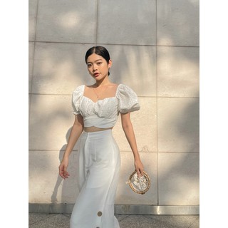 Áo Croptop Cotton Thêu Khóa Sau Lưng - HOO DESIGN