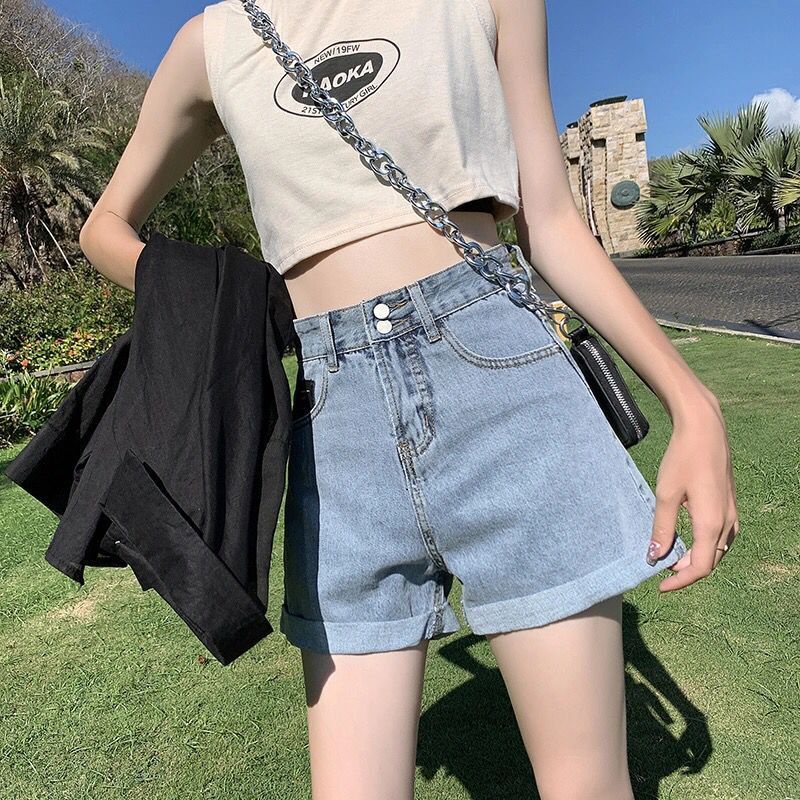 Quần Short Denim Lưng Cao Dáng Rộng Phong Cách Hàn Quốc Thời Trang Mùa Hè Mới Cho Nữ