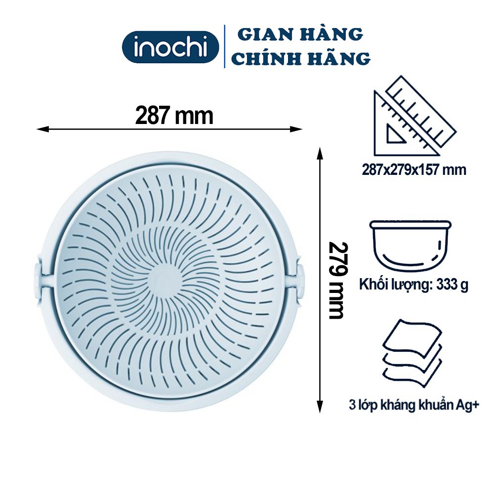 Bộ thau rổ nhựa xoay Thau rổ nhựa thông minh yoko inochi tiện dụng  phủ Ag+ kháng khuẩn