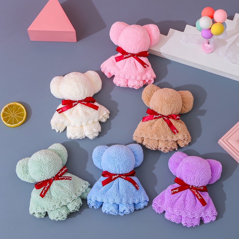 Khăn nhung san hô xếp thành hình gấu làm quà tặng cho ngày nhà giáo/đám cưới/sinh nhật