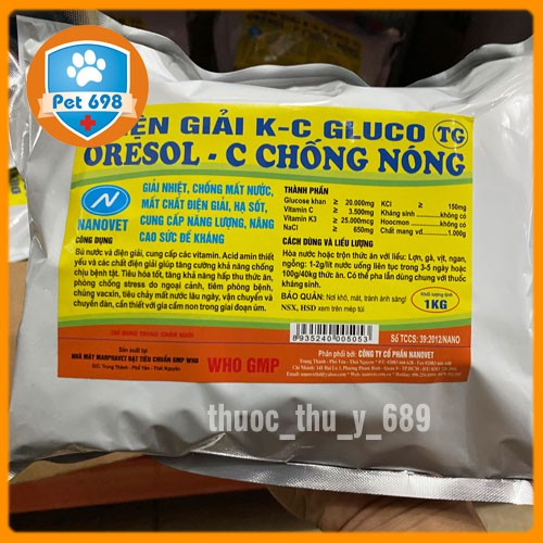 CHỐNG NẮNG NÓNG - ĐIỆN GIẢI GLUCO-K-C TG ORESOL-C PET-698