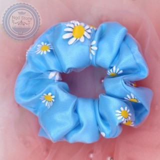 Cột Tóc Vải Scrunchies Hoa Cúc 2 Lớp