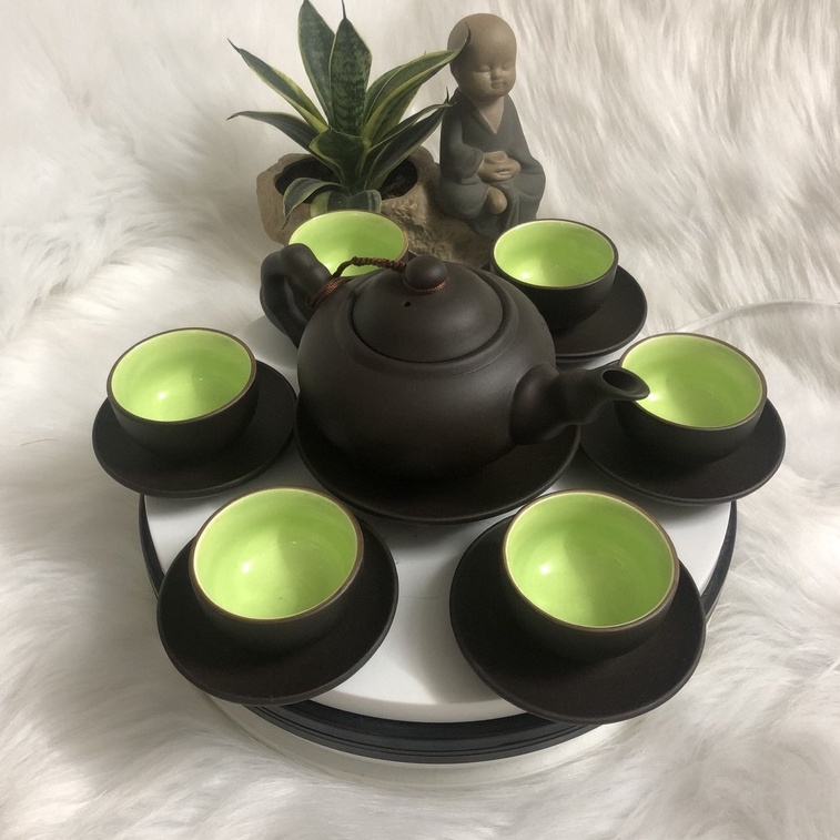 Bộ ấm chén Bát tràng, ấm trà đạo, gốm sứ thủ công, tách pha trà gốm nâu 280ml