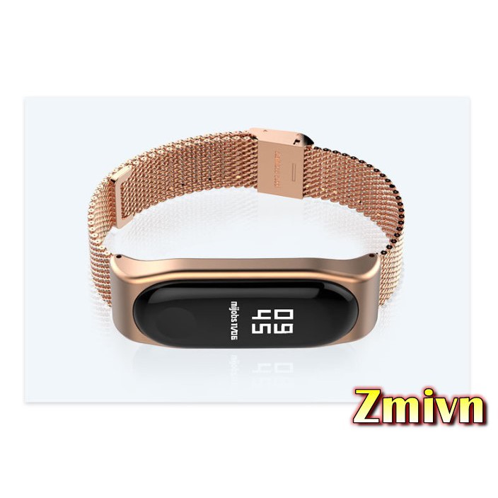 [Tặng dán màn ] Dây kim loại Xiaomi Miband 3 miband 4 khóa bấm