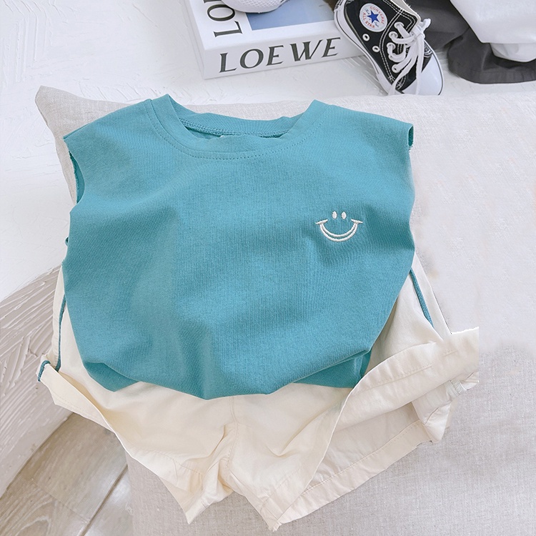 Áo thun ba lỗ bé trai 1 2 3 4 5 6 7 tuổi cotton co giãn thêu mặt cười Magickids Quần áo trẻ em thấm hút mồ hôi AO22032