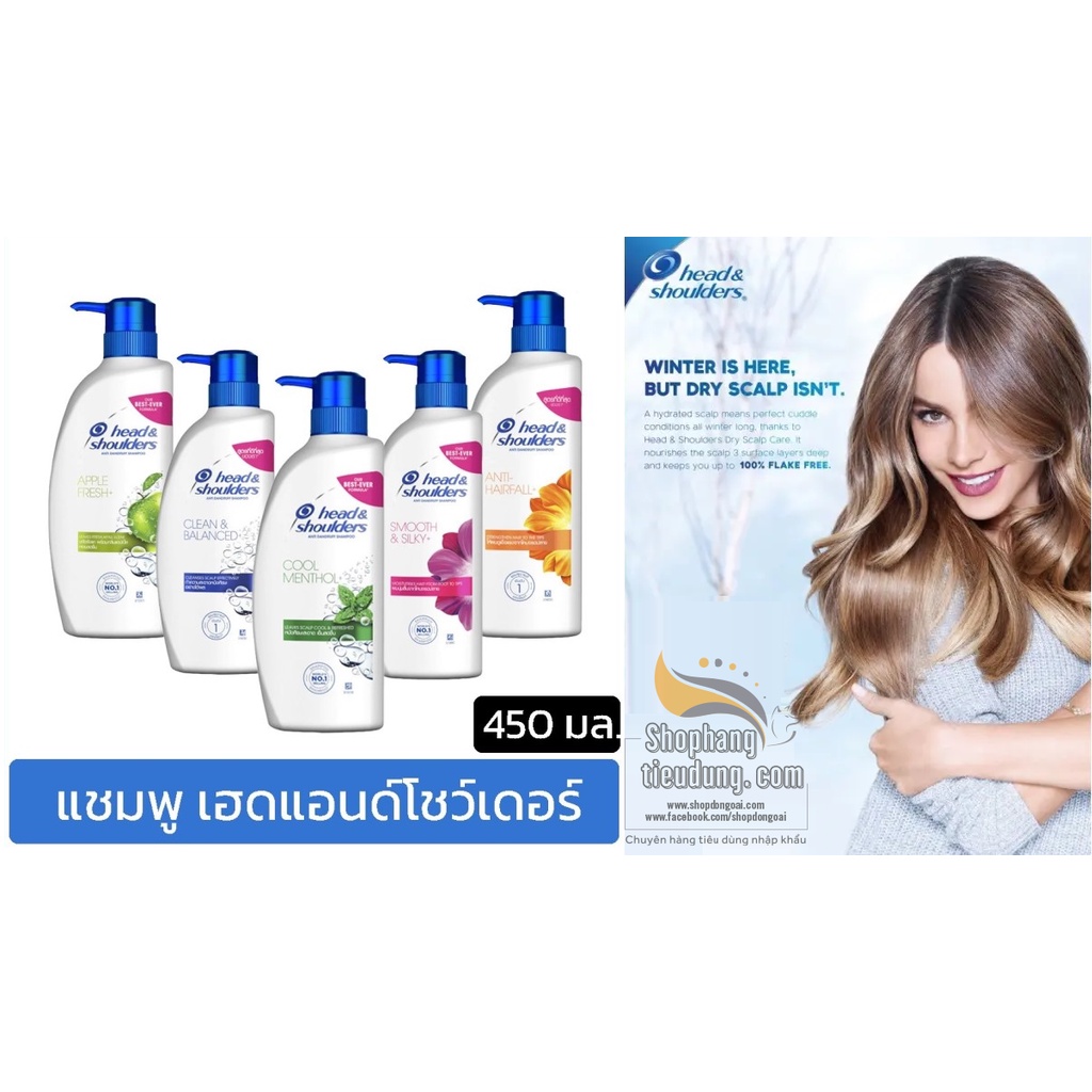 Dầu Gội Head &amp; Shoulders Thái Lan 410ml Sạch Gàu, Giảm Ngứa Tinh Chất Bạc Hà Mát Lạnh Cool Methol +