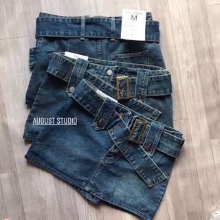 「 𝐎𝐑𝐃𝐄𝐑 」chân váy giả quần jean skirt denim by august 23