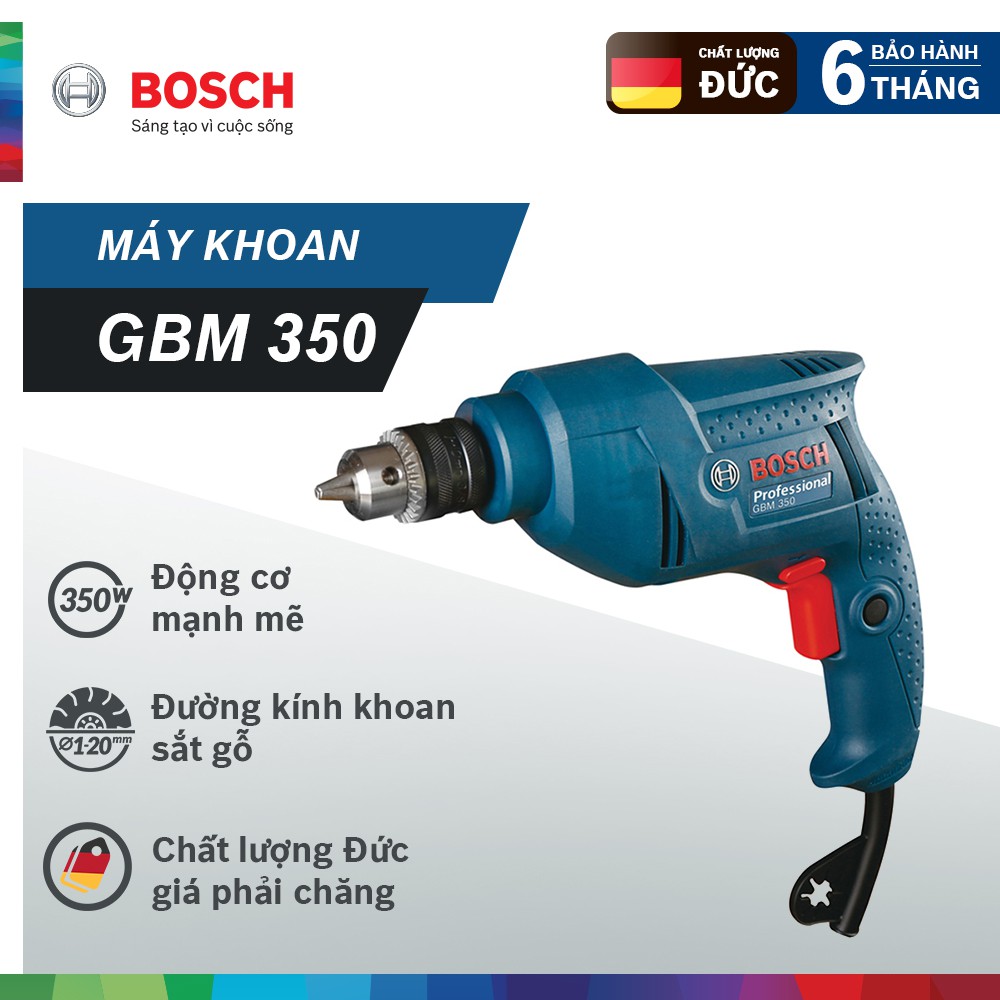 Máy khoan sắt Bosch GBM 350 350W Bảo hành điện tử 6 tháng