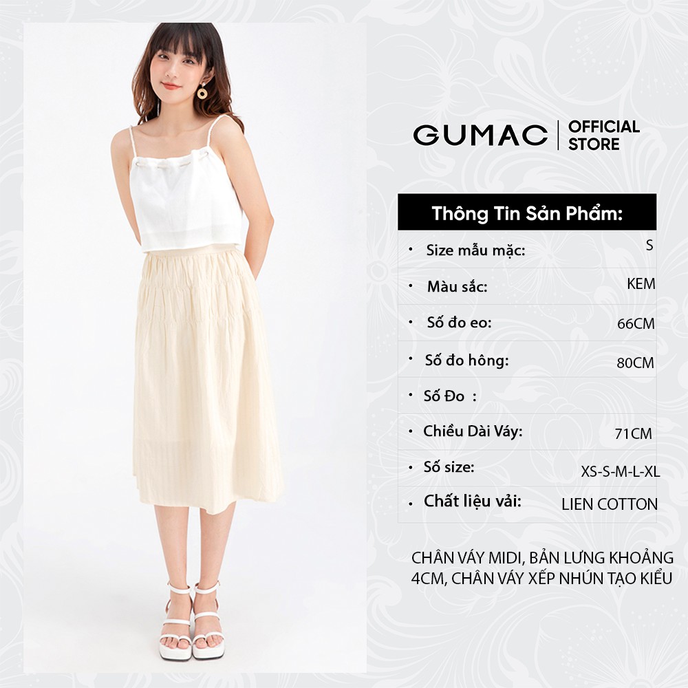 Chân Váy nữ midi xếp nhún GUMAC VB631 | BigBuy360 - bigbuy360.vn