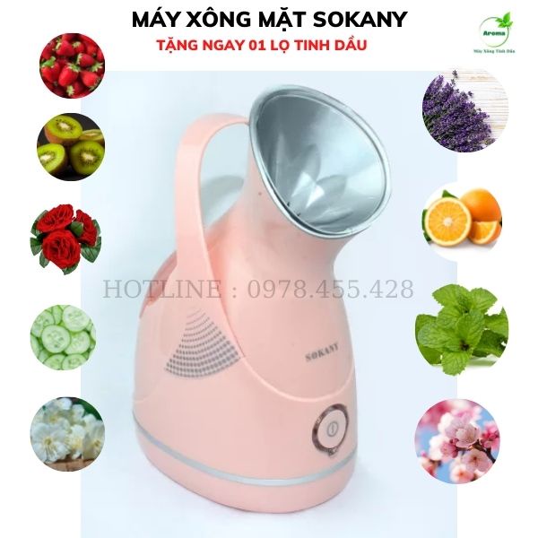 Máy Xông Hơi Làm Đẹp Da Mặt Tại Nhà Sokany Chính Hãng - Hàng loại 1 - Tặng 01 lọ tinh dầu - BẢO HÀNH 12 THÁNG