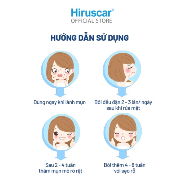 Gel chăm sóc sẹo mụn và mụn thâm Hiruscar Post Acne