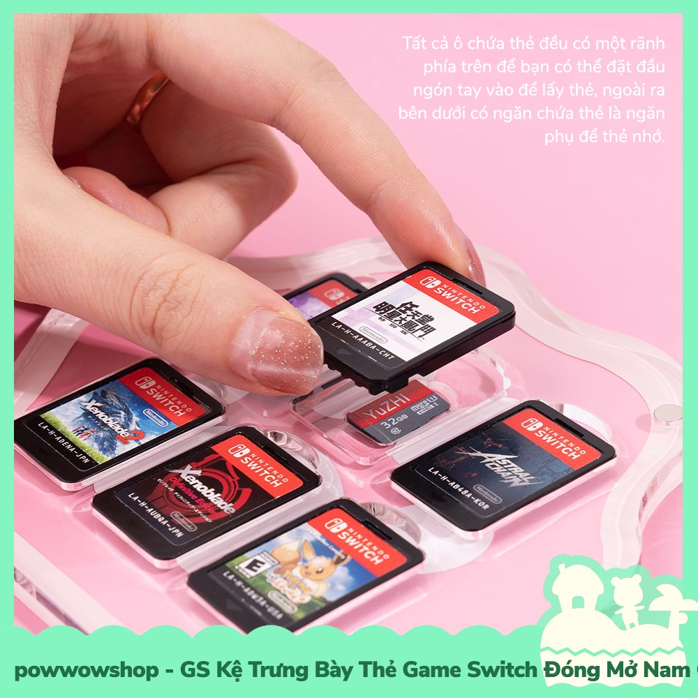 [Sẵn VN - Hỏa Tốc] Kệ Trưng Bày Acrylic Crystal Thẻ Game Nintendo Switch Oled/V1/V2/Lite Mẫu Crystal Paw Case