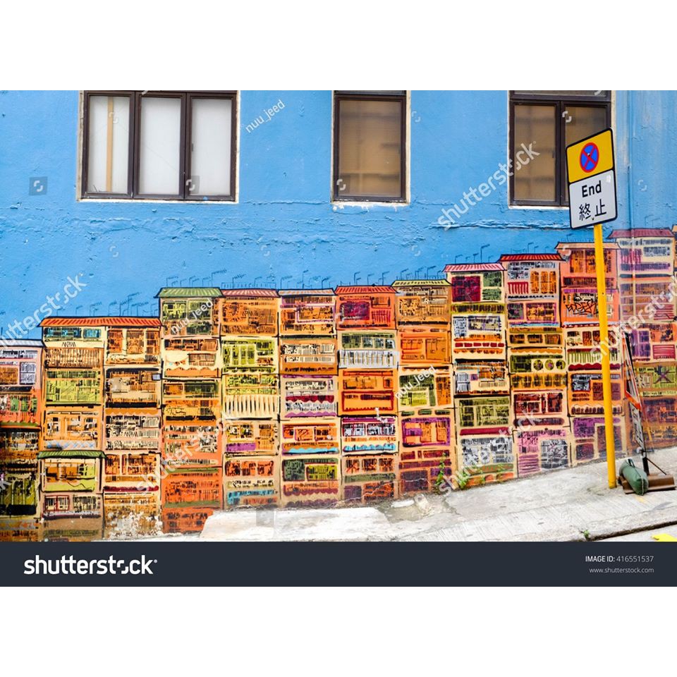 Tranh lụa 3d Hồng Kông Đường Phố Kích Thước 1,5m x 2m HKĐP03