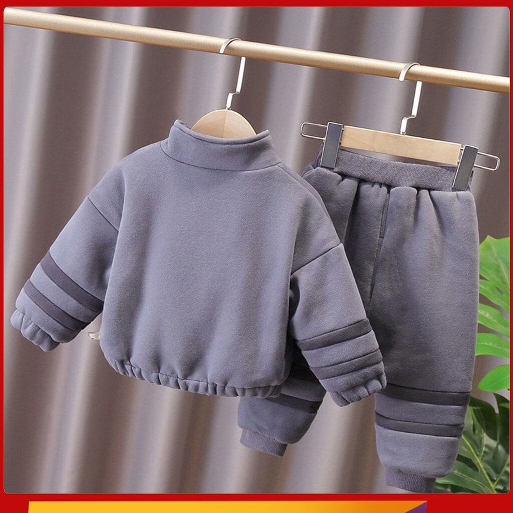 Bộ nỉ bông cho bé trai NK210, bộ quần áo nỉ bé trai bé gái cổ khóa cực ấm từ 7-27kg- binbon kids