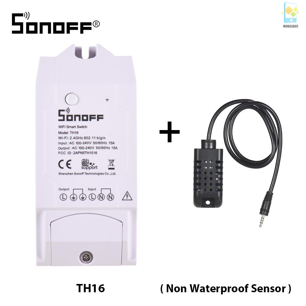 M SONOFF TH16 WiFi Wireless Smart Switch Monitoring Temperature Humidity Wireless Home Automation Kit Works With Amazon Alexa Google Home Nest 15A 3500W