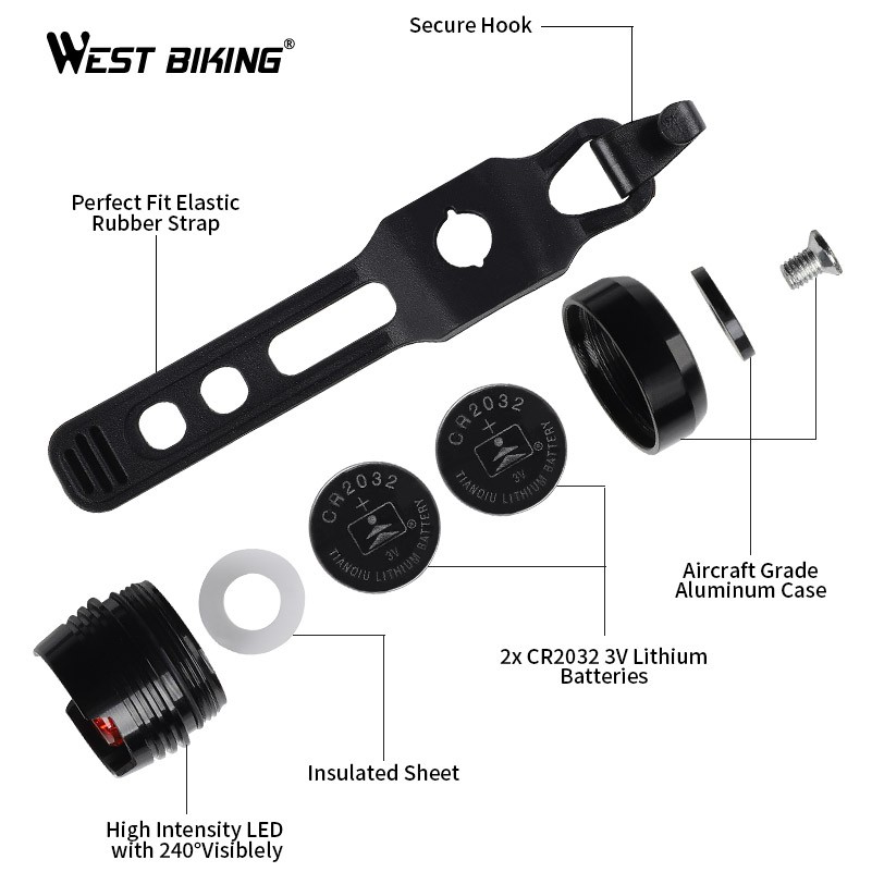 Đèn led WEST BIKING tín hiệu chống thấm nước gắn phía trước xe đạp