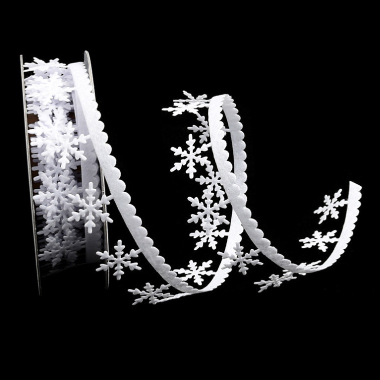 Ruy Băng Hoa Tuyết Trắng Trang Trí Handmade, Trang Trí Giáng Sinh