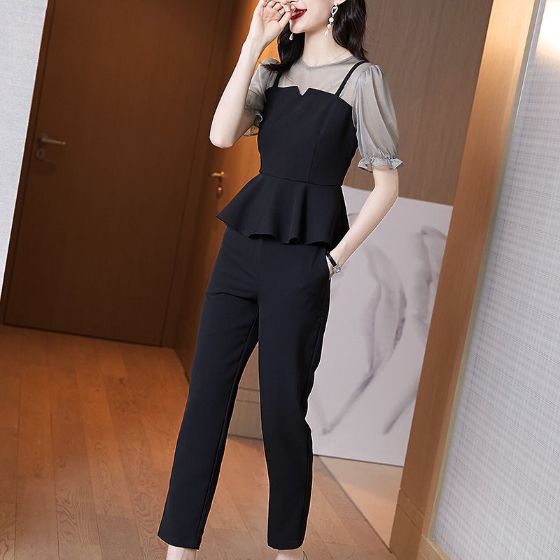 Women's summer suit new style slim fashion clothes chiffon shirt two-piece casual pants